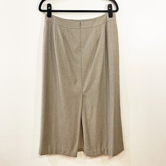 EUC Vintage Wool Split Front Pencil Skirt Light Taupe Talbots Medium - Picture 2 of 7